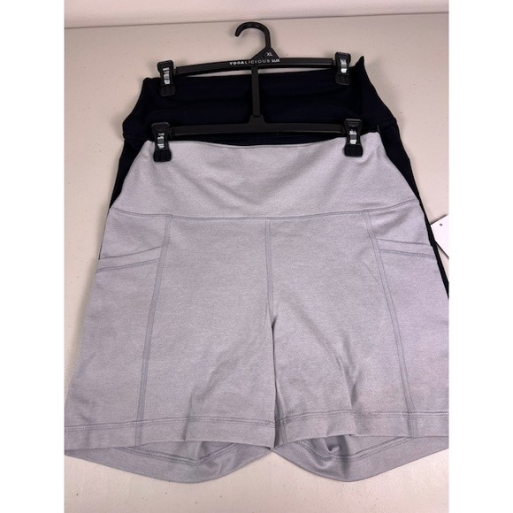 Yogalicious Lux Womens 2 Pack Tribeca & Everyday 5" Bike Shorts Grey Black XL - Picture 8 of 12